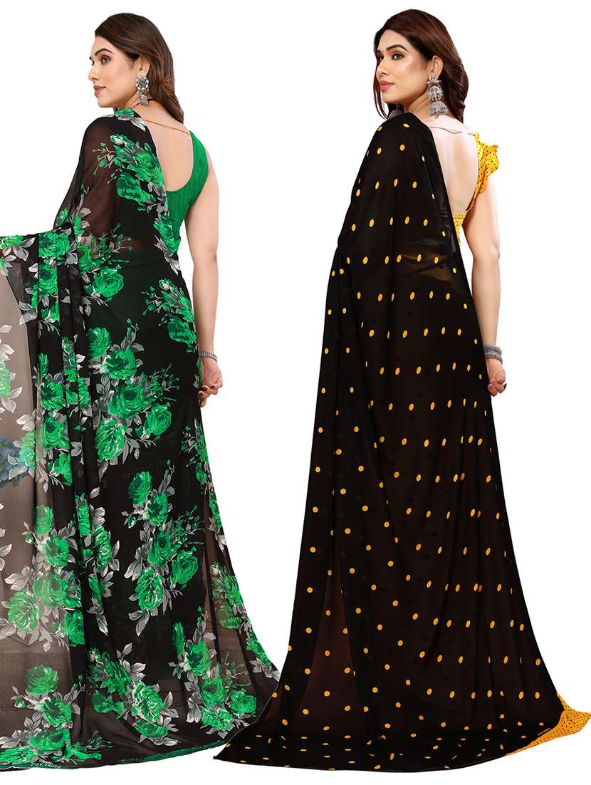 women pack of 2 casual wear combo sarees with blouse - 21433787 -  Standard Image - 1