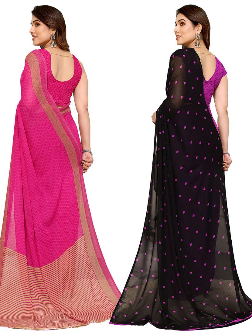 women pack of 2 casual wear combo sarees with blouse - 21433795 -  Standard Image - 1