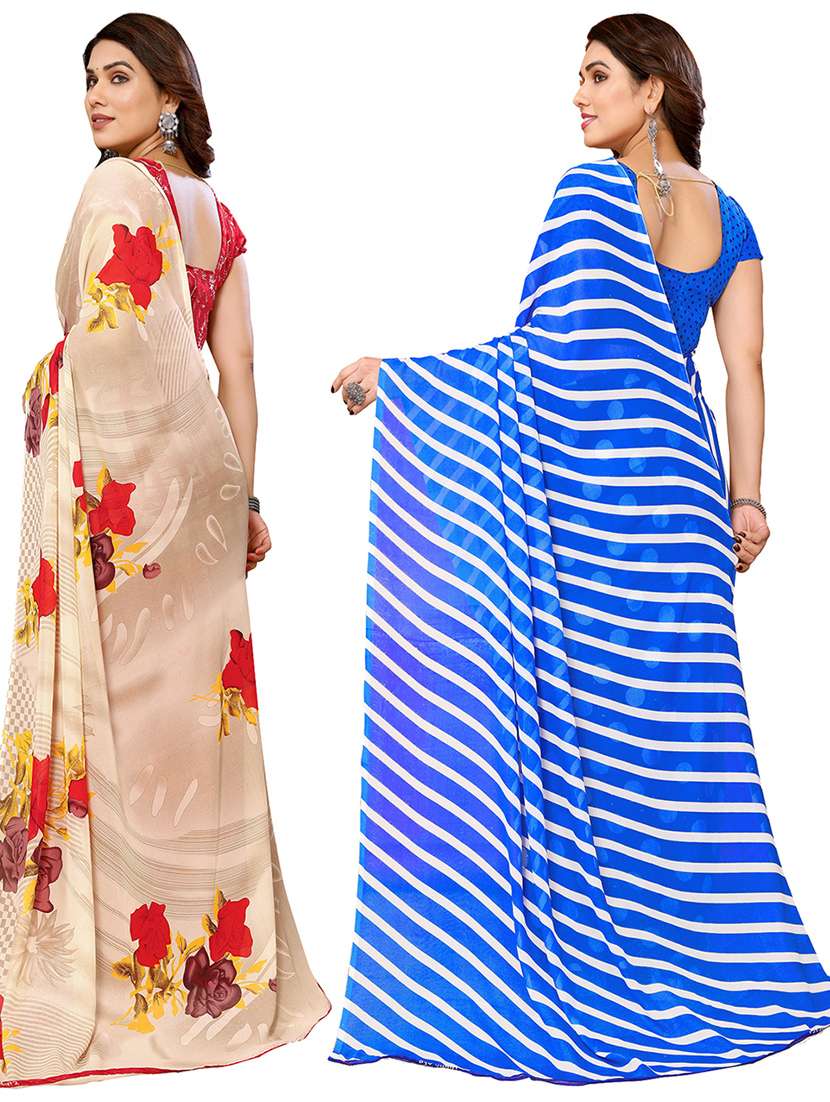 women pack of 2 casual wear combo sarees with blouse - 21433810 - Standard Image - 1