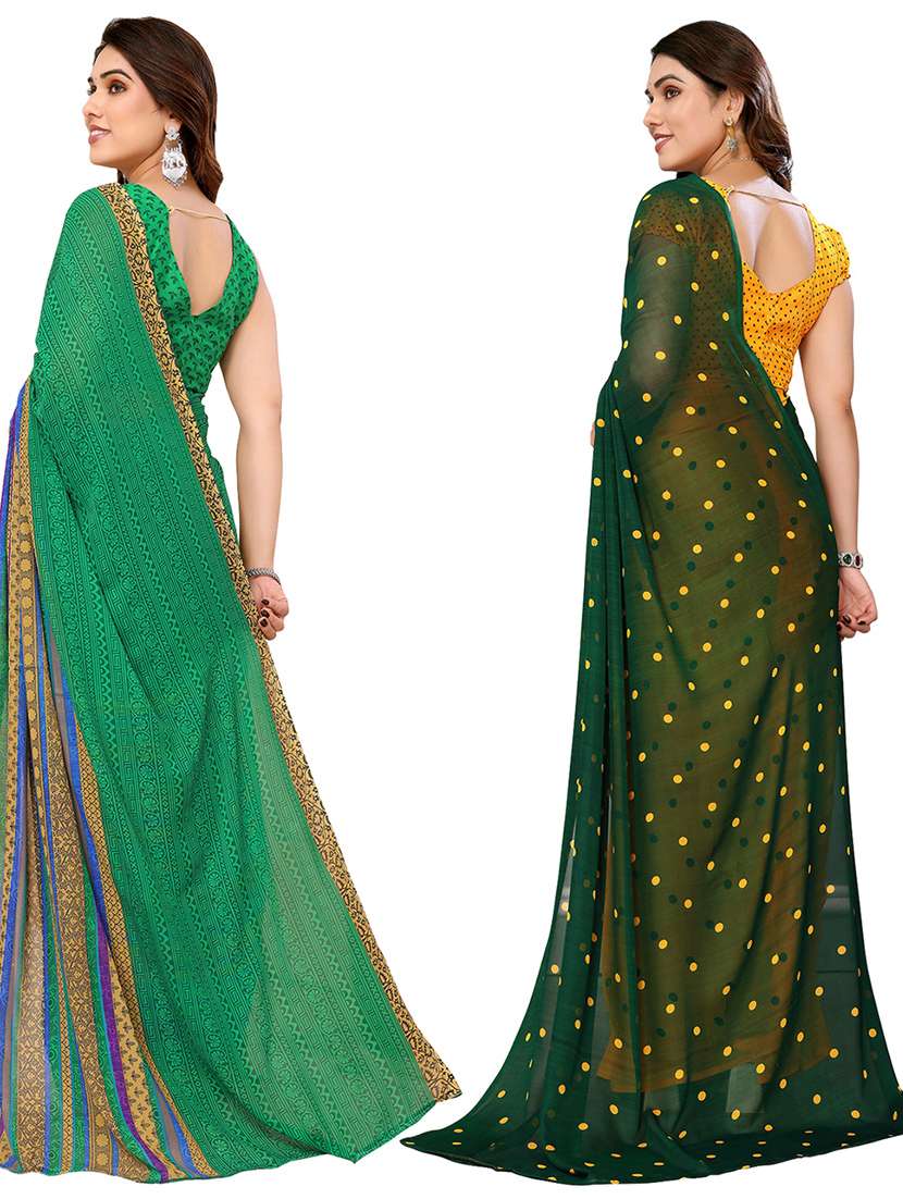 women pack of 2 casual wear combo sarees with blouse - 21433818 -  Standard Image - 1