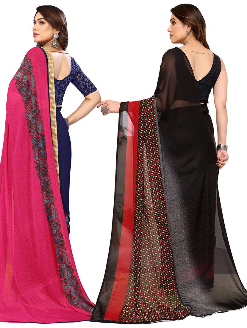 women pack of 2 casual wear combo sarees with blouse - 21433819 - Standard Image - 1