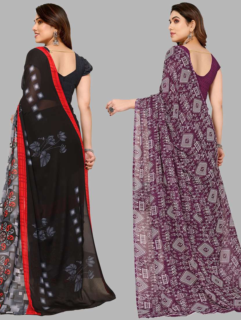 pack of 2 casual wear sarees with blouse - 21433838 - Standard Image - 1