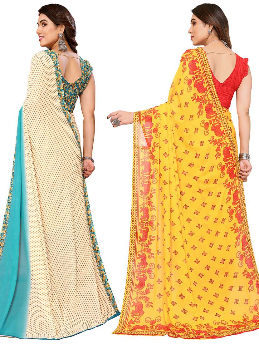 pack of 2 casual wear sarees with blouse - 21433840 - Standard Image - 1