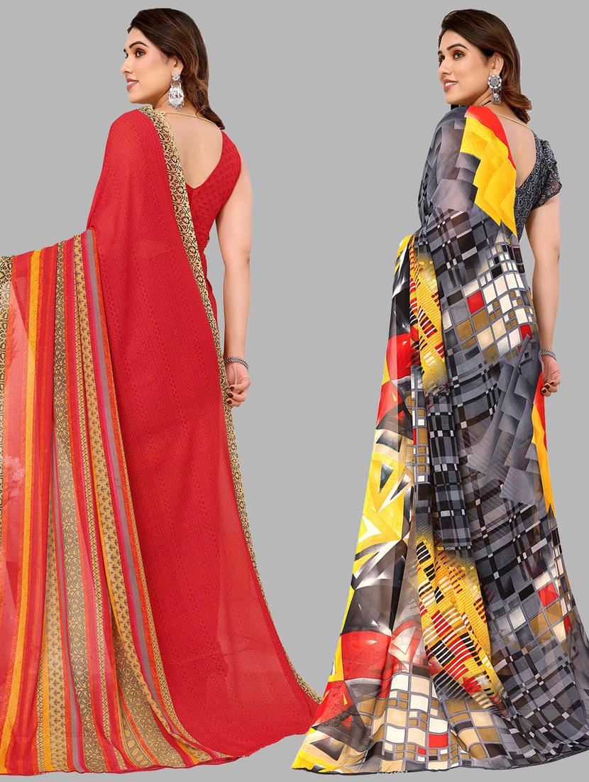 pack of 2 casual wear combo sarees with blouse - 21433869 - Standard Image - 1
