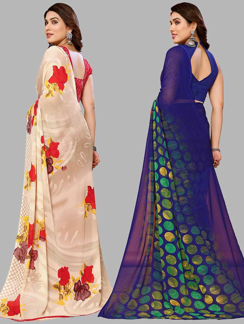 pack of 2 casual wear sarees with blouse - 21433872 -  Standard Image - 1