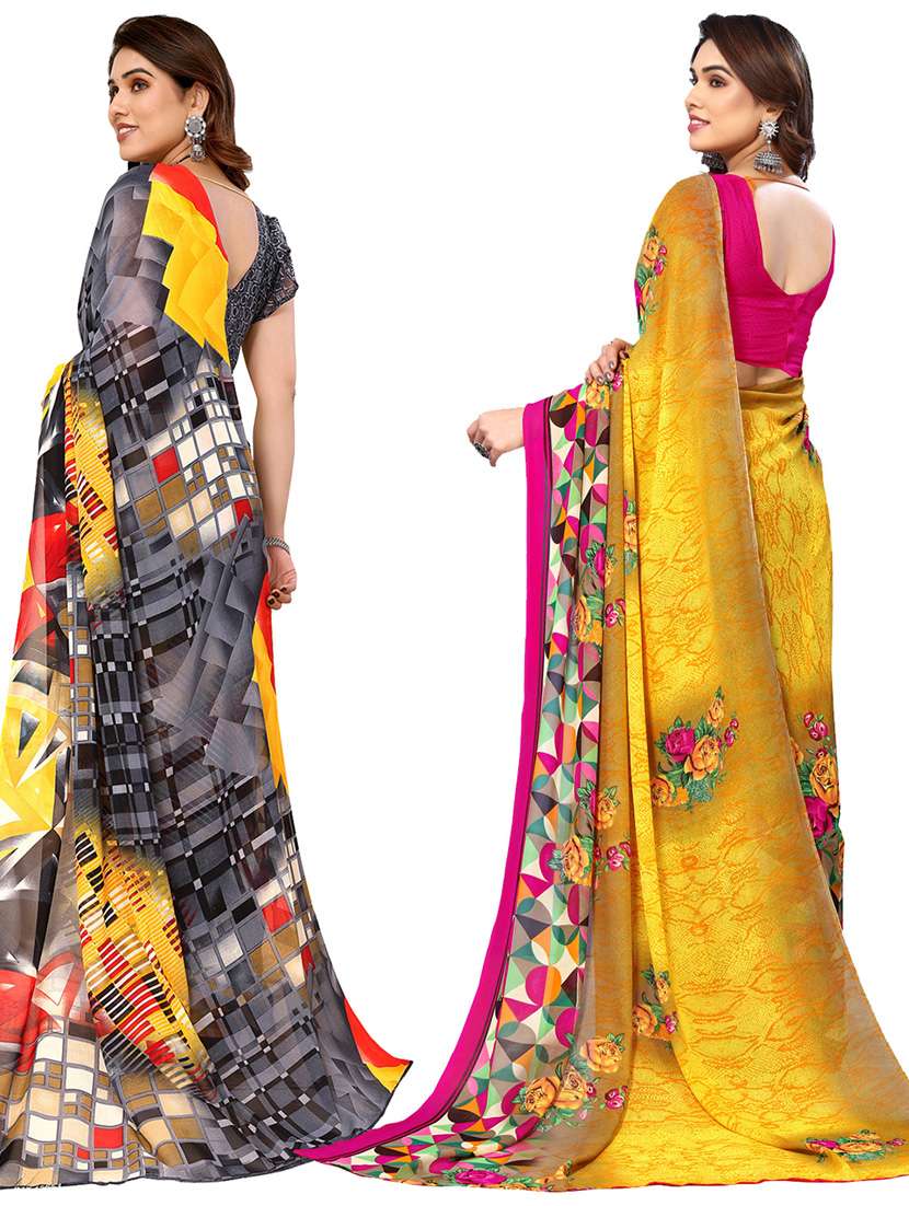 women pack of 2 casual wear combo sarees with blouse - 21433886 - Standard Image - 1