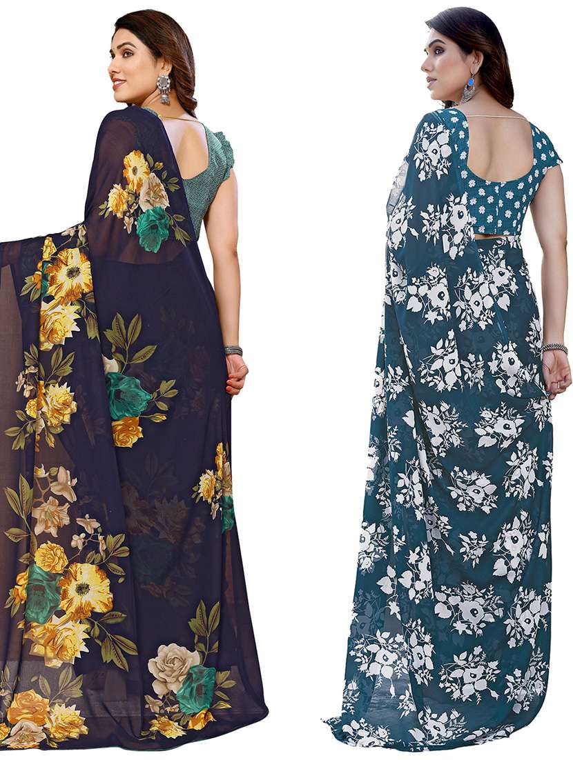 women pack of 2 casual wear sarees with blouse - 21433903 -  Standard Image - 1