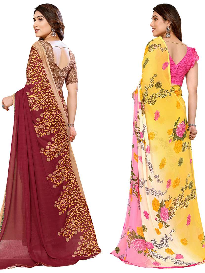 women pack of 2 casual wear combo sarees with blouse - 21433907 -  Standard Image - 1