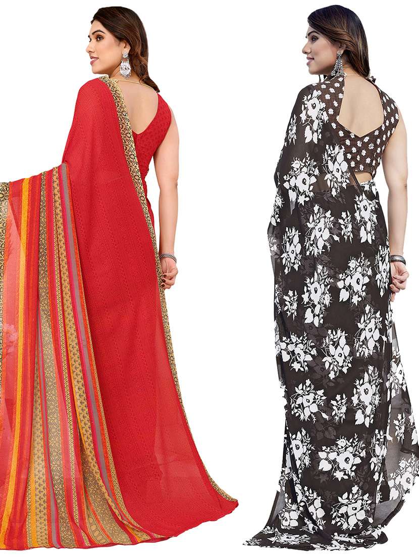 women pack of 2 casual wear sarees with blouse - 21433910 -  Standard Image - 1