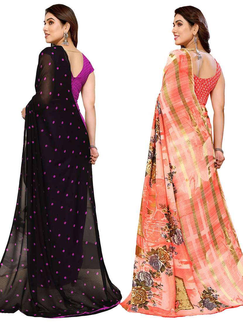 women pack of 2 casual wear sarees with blouse - 21433915 -  Standard Image - 1