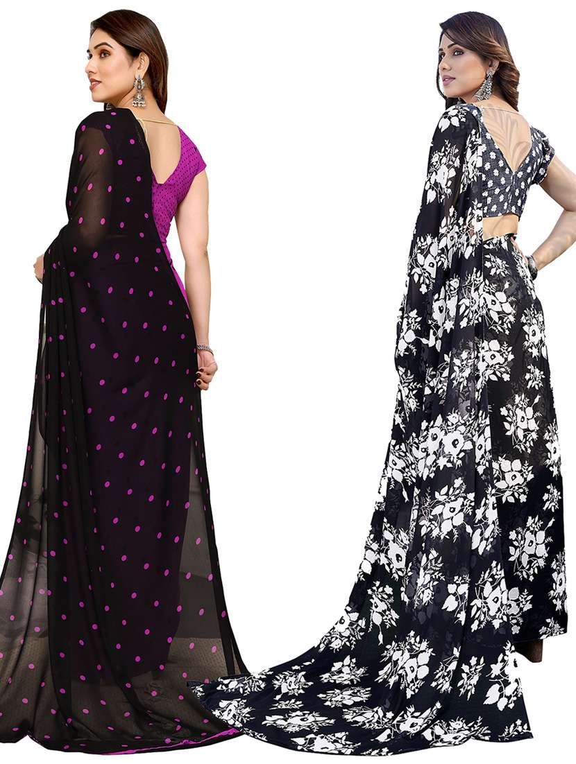 women pack of 2 casual wear combo sarees with blouse - 21433947 -  Standard Image - 1