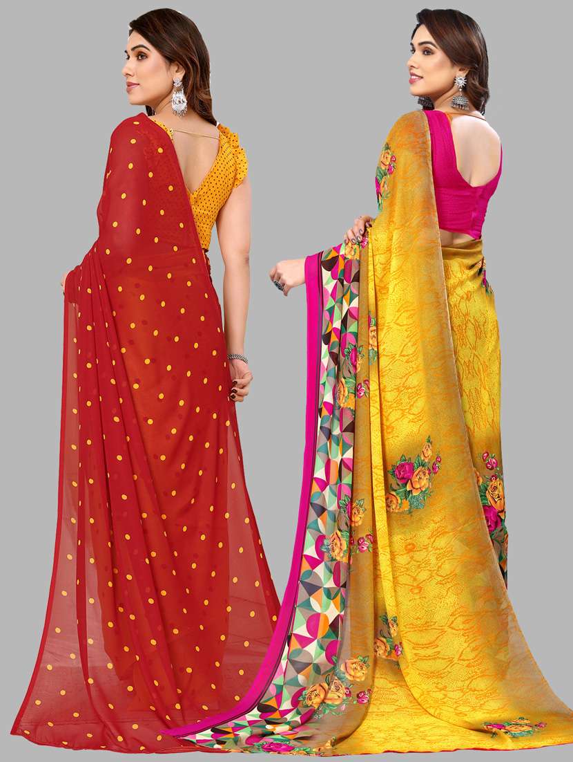 women pack of 2 casual wear combo sarees with blouse - 21433949 -  Standard Image - 1
