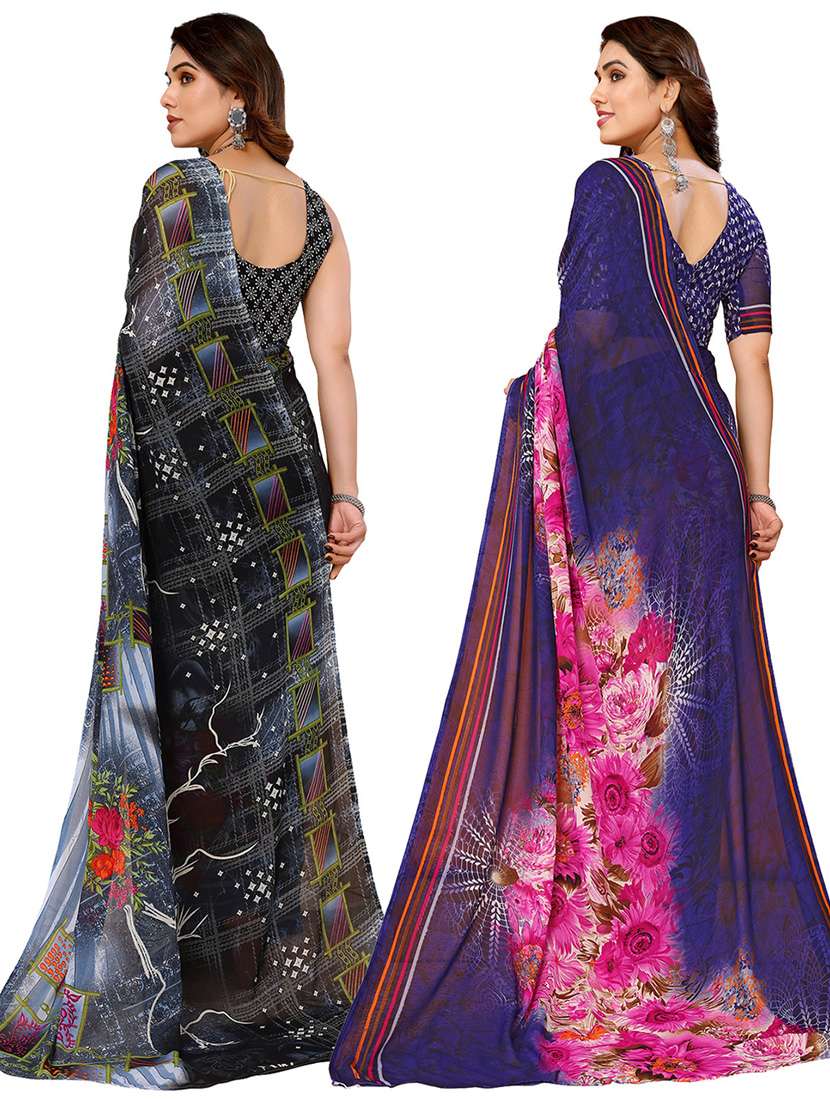 women pack of 2 casual wear combo sarees with blouse - 21433950 -  Standard Image - 1