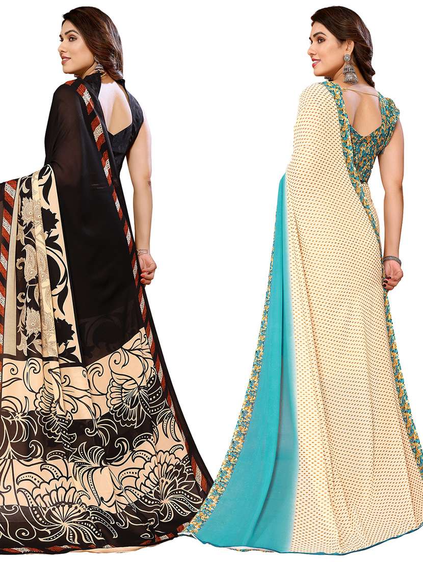 women pack of 2 casual wear sarees with blouse - 21433966 -  Standard Image - 1