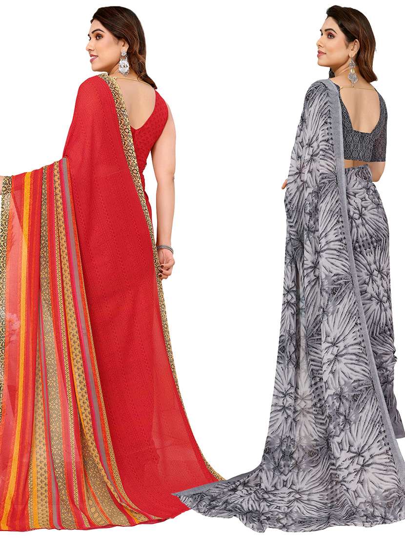 women pack of 2 casual wear sarees with blouse - 21433972 -  Standard Image - 1
