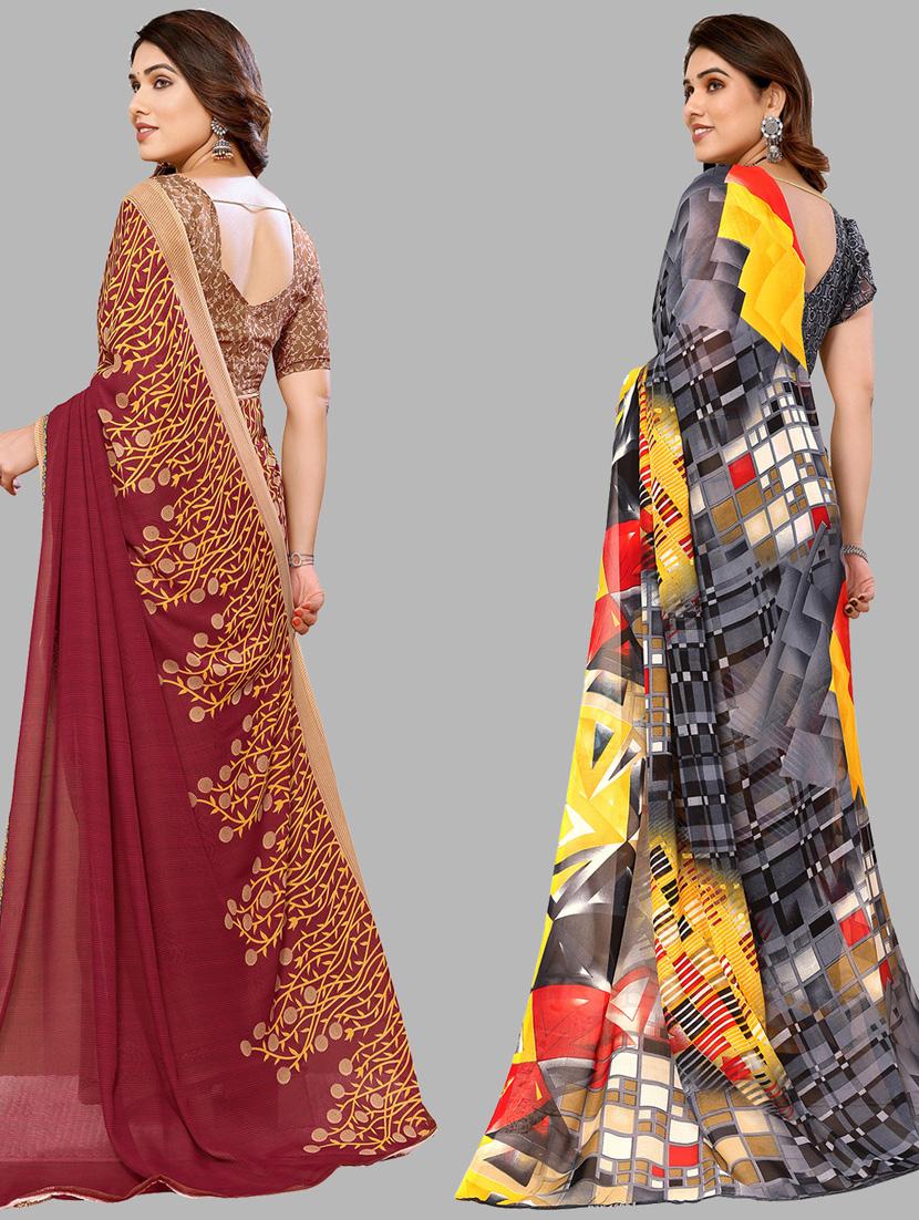 women pack of 2 casual wear sarees with blouse - 21433978 - Standard Image - 1
