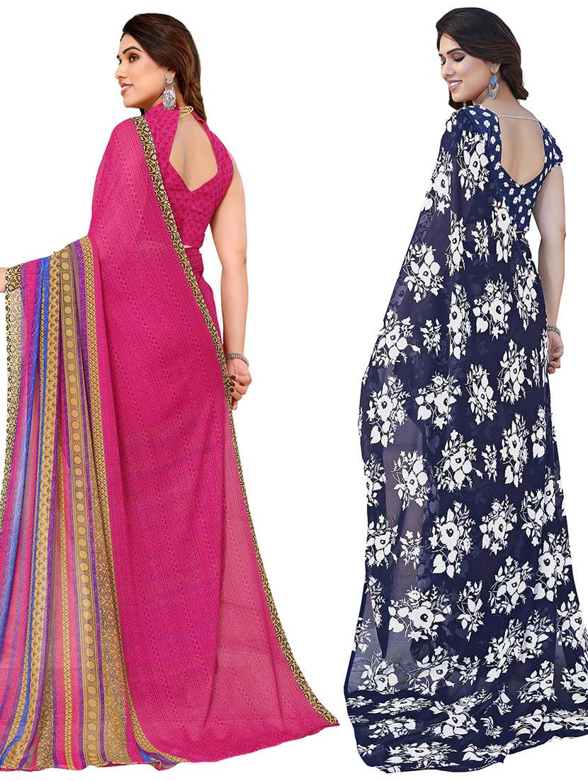 women pack of 2 casual wear combo sarees with blouse - 21433986 - Standard Image - 1