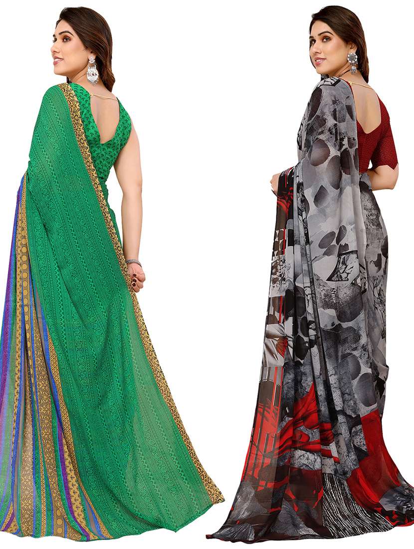 women pack of 2 casual wear sarees with blouse - 21433987 -  Standard Image - 1
