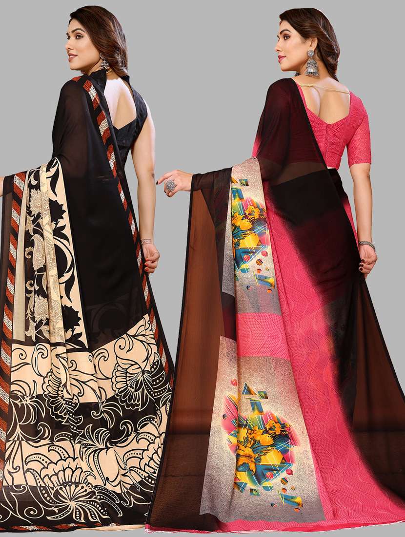 women pack of 2 casual wear sarees with blouse - 21433990 -  Standard Image - 1