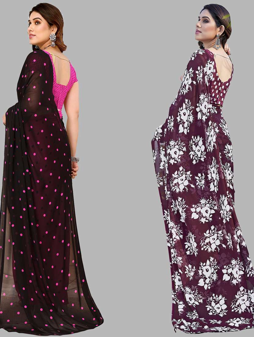 women pack of 2 casual wear sarees with blouse - 21433996 -  Standard Image - 1