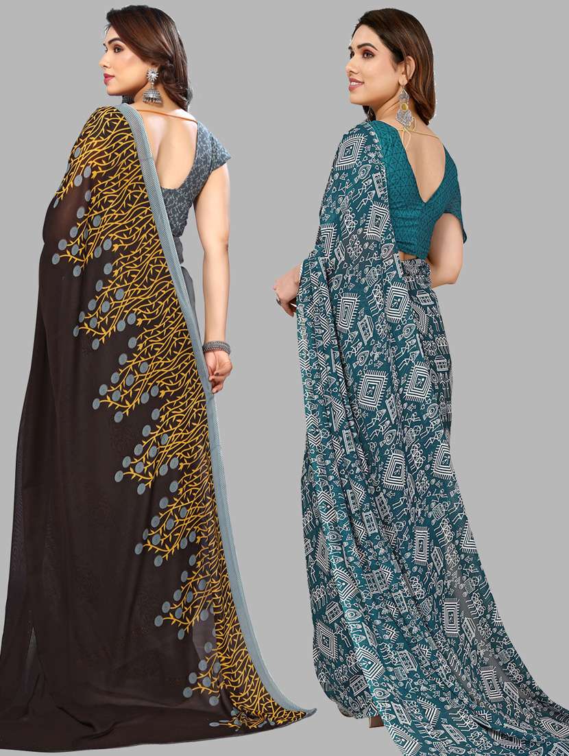 women pack of 2 casual wear sarees with blouse - 21434002 -  Standard Image - 1