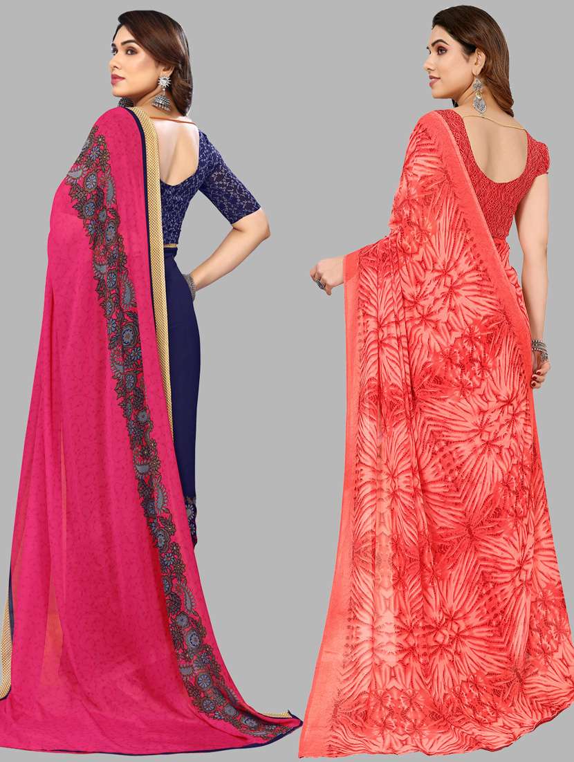 women pack of 2 casual wear combo sarees with blouse - 21434013 -  Standard Image - 1