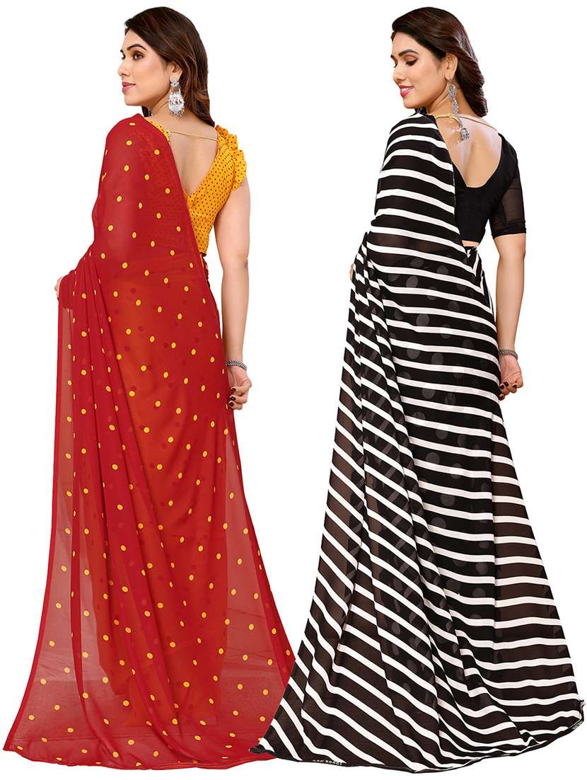women pack of 2 casual wear sarees with blouse - 21434014 -  Standard Image - 1