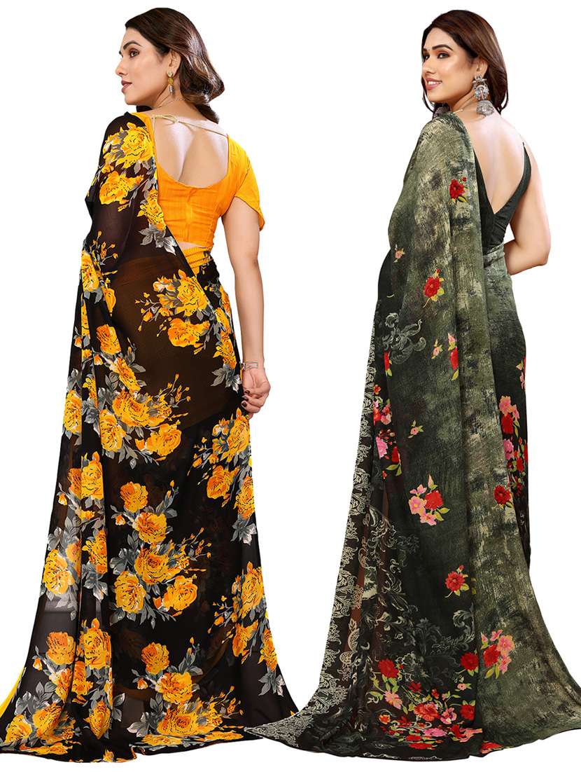 women pack of 2 casual wear sarees with blouse - 21434051 -  Standard Image - 1