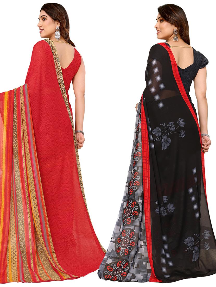 women pack of 2 casual wear combo sarees with blouse - 21434053 - Standard Image - 1