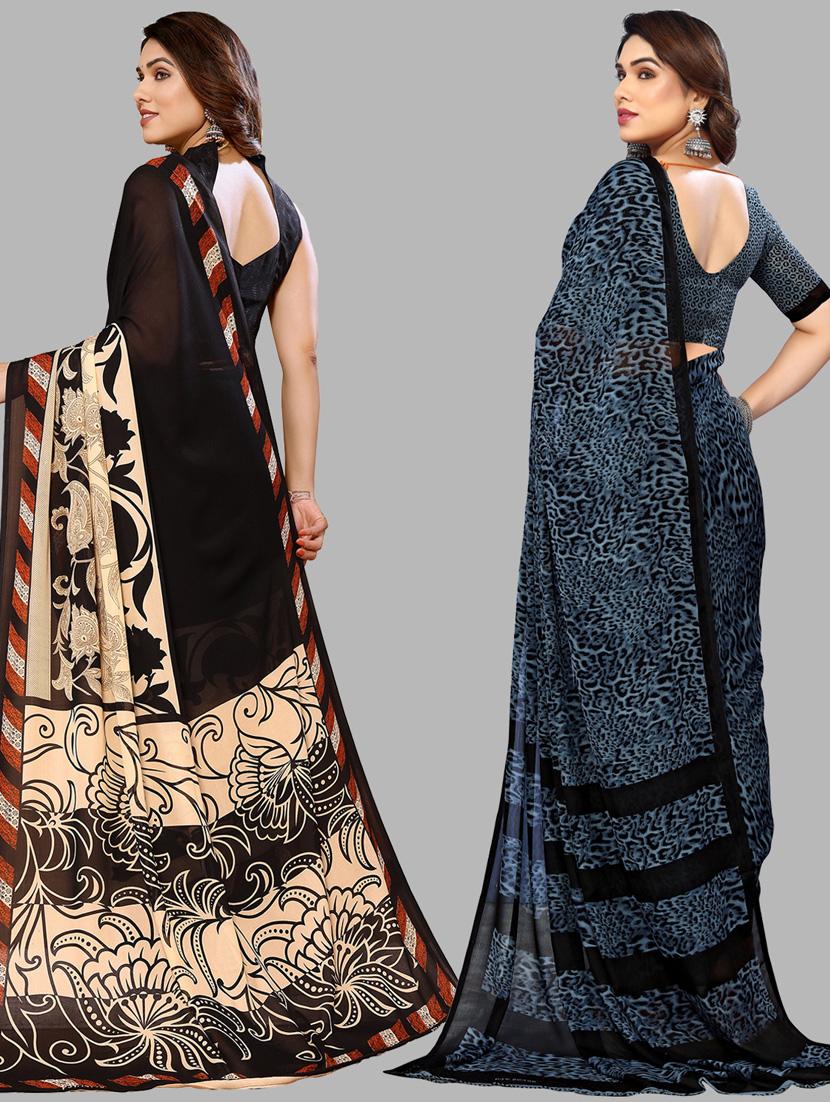 women pack of 2 casual wear sarees with blouse - 21434061 - Standard Image - 1
