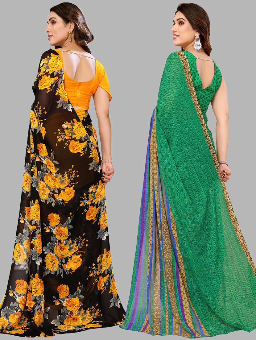 women pack of 2 casual wear combo sarees with blouse - 21434063 -  Standard Image - 1