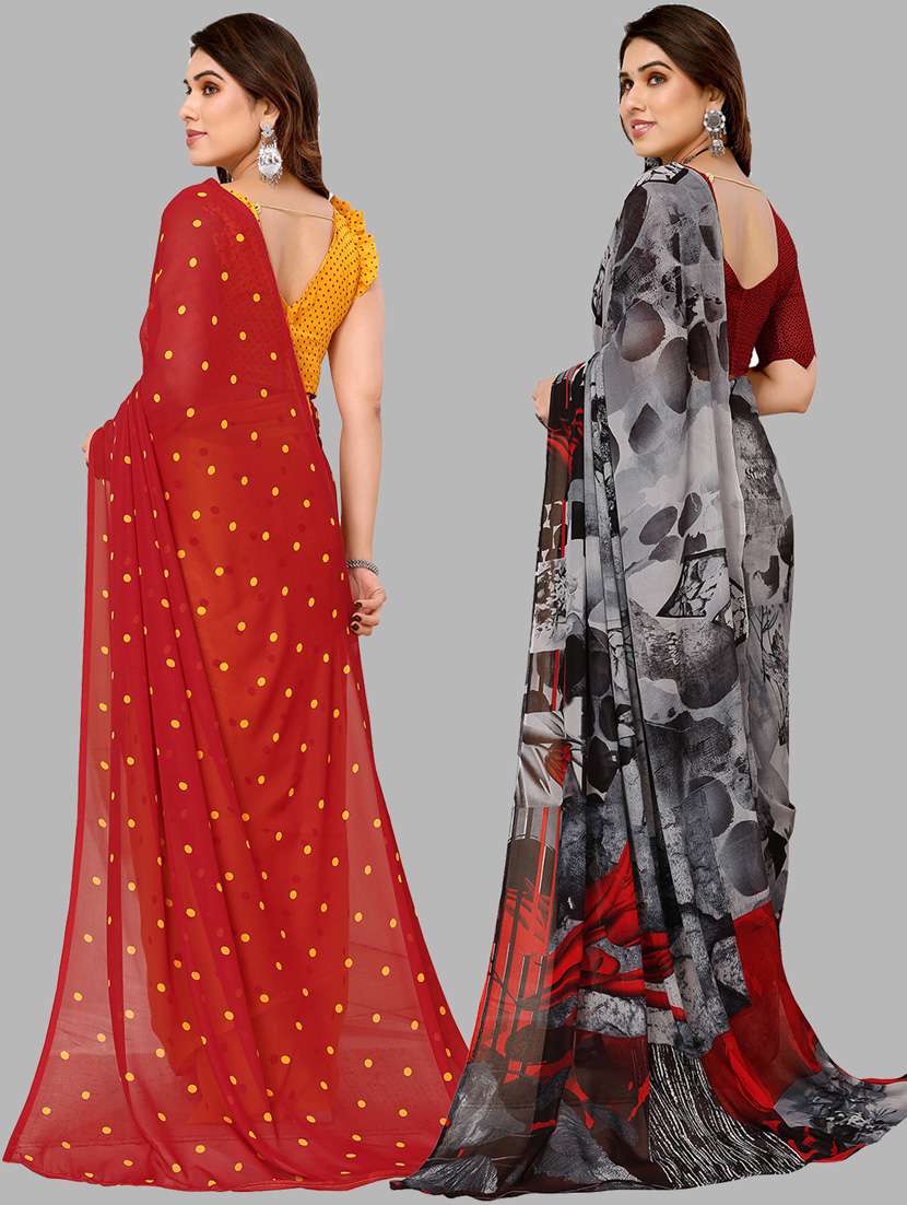 women pack of 2 casual wear sarees with blouse - 21434066 -  Standard Image - 1