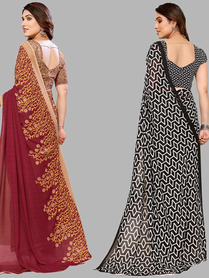 women pack of 2 casual wear sarees with blouse - 21434089 -  Standard Image - 1