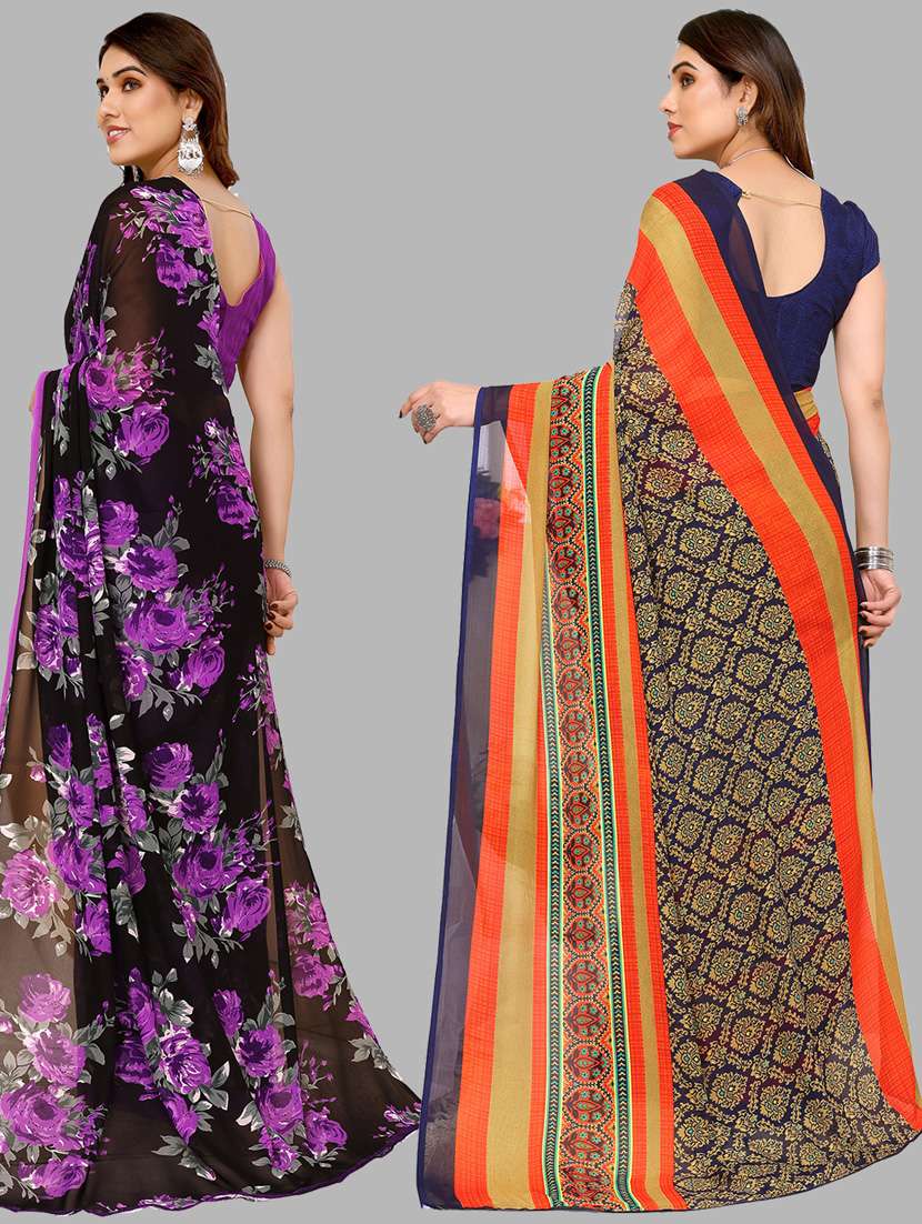 women pack of 2 casual wear sarees with blouse - 21434106 -  Standard Image - 1