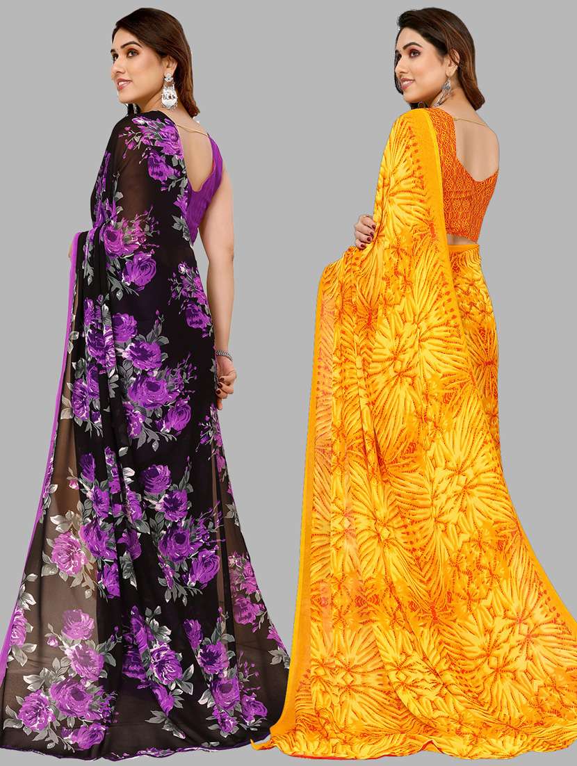 women pack of 2 casual wear combo sarees with blouse - 21434107 -  Standard Image - 1