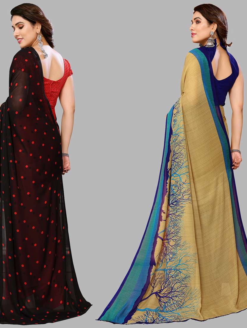 women pack of 2 casual wear sarees with blouse - 21434123 -  Standard Image - 1