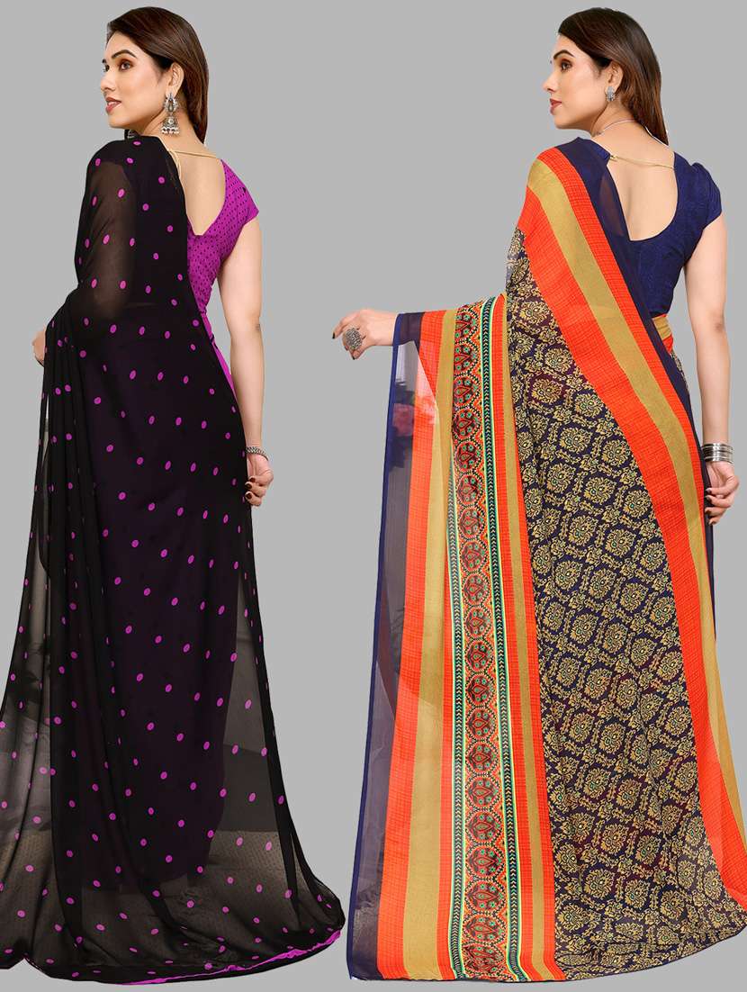 women pack of 2 casual wear combo sarees with blouse - 21434134 -  Standard Image - 1