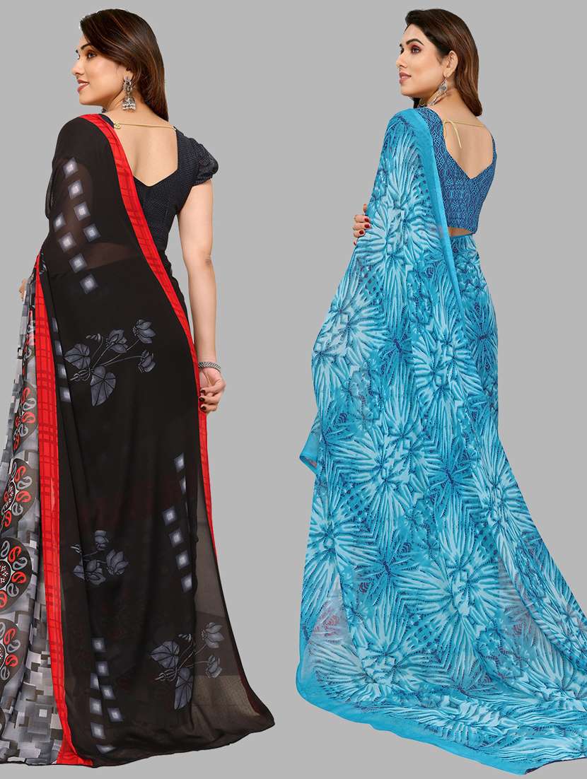 women pack of 2 casual wear combo sarees with blouse - 21434147 -  Standard Image - 1