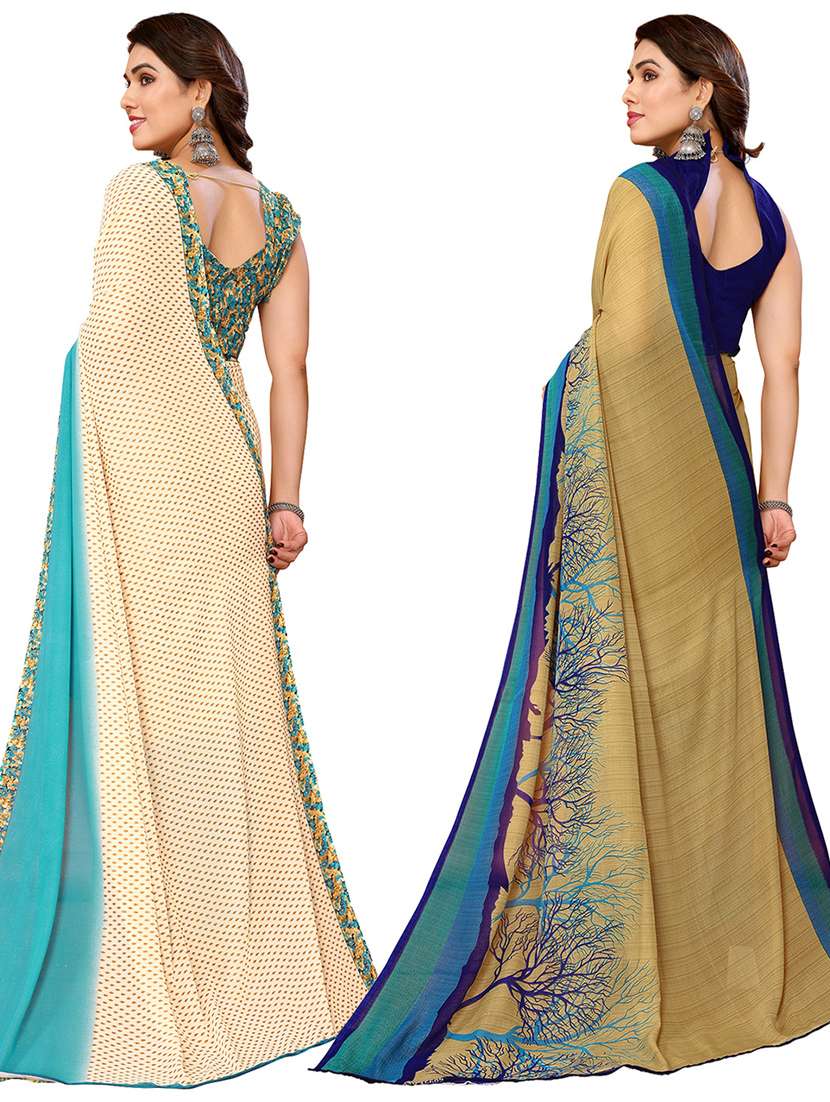 women pack of 2 casual wear combo sarees with blouse - 21434152 -  Standard Image - 1