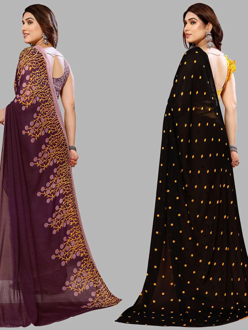 women pack of 2 casual wear combo sarees with blouse - 21434171 -  Standard Image - 1