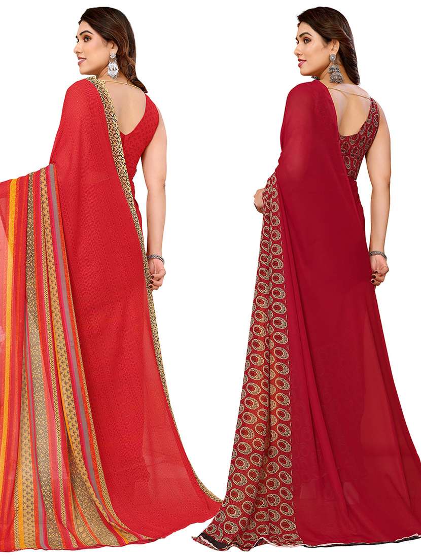 women pack of 2 casual wear combo sarees with blouse - 21434185 -  Standard Image - 1