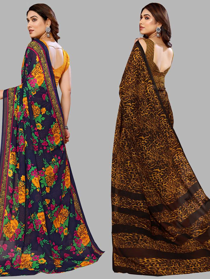 women pack of 2 casual wear combo sarees with blouse - 21434197 -  Standard Image - 1