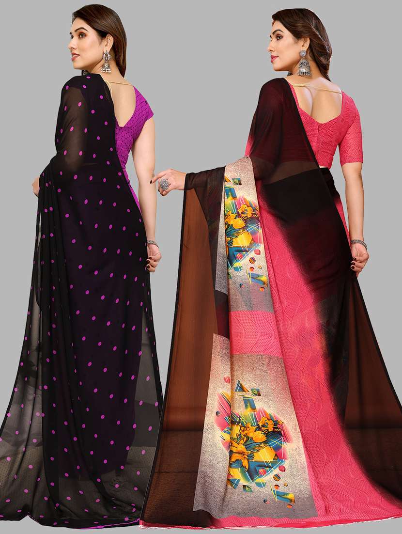 women pack of 2 casual wear combo sarees with blouse - 21434207 -  Standard Image - 1