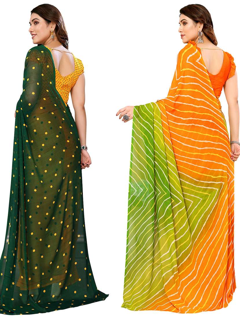 women pack of 2 casual wear combo sarees with blouse - 21434230 -  Standard Image - 1