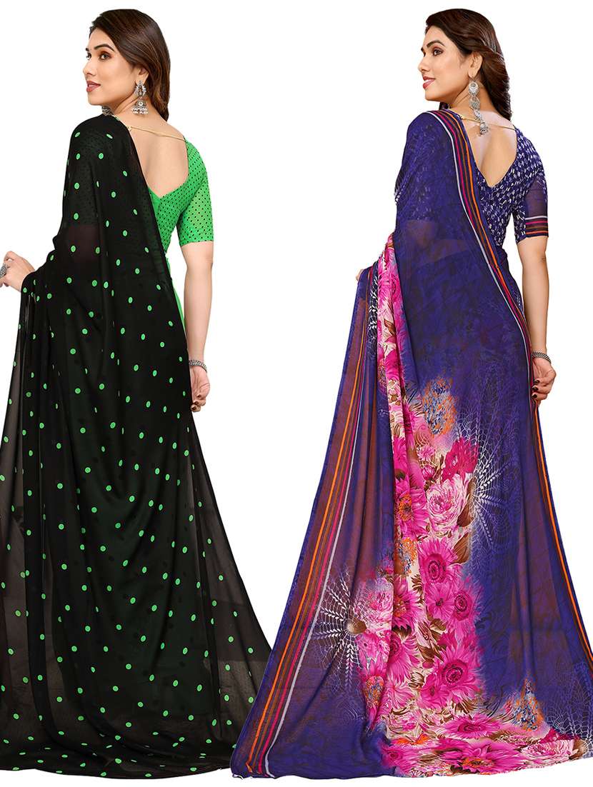women pack of 2 casual wear combo sarees with blouse - 21434234 -  Standard Image - 1