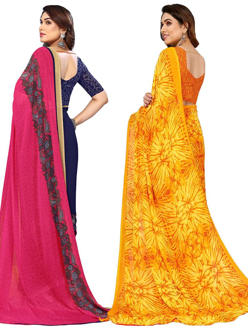 women pack of 2 casual wear combo sarees with blouse - 21434272 -  Standard Image - 1