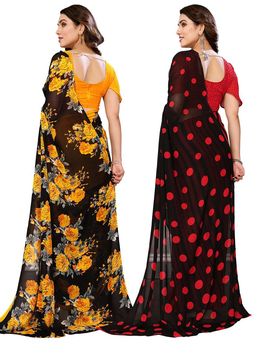women pack of 2 casual wear combo sarees with blouse - 21434276 -  Standard Image - 1