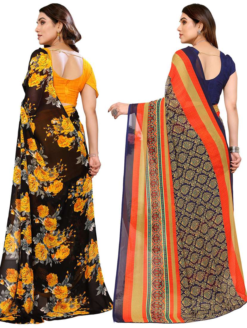 women pack of 2 casual wear combo saree with blouse - 21434285 -  Standard Image - 1