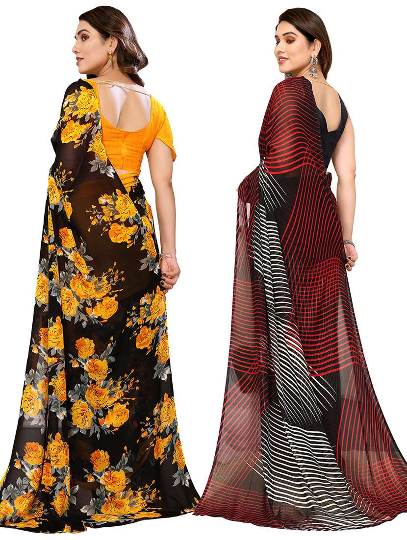 women pack of 2 casual wear combo sarees with blouse - 21434303 -  Standard Image - 1