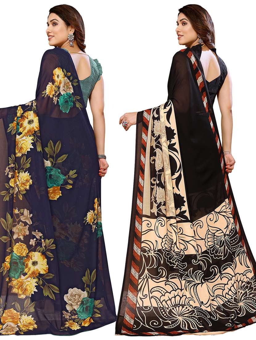 women pack of 2 casual wear combo sarees with blouse - 21434312 -  Standard Image - 1